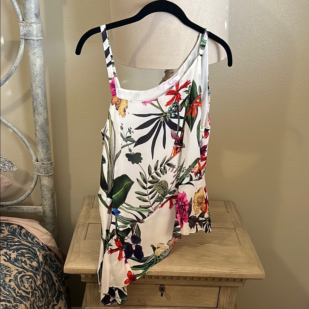 Tropical Floral Asymmetrical Top